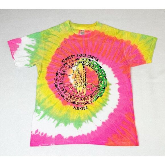 Vintage Kennedy Space Center T-Shirt XL Florida Tie Dye Puff Print Single Stitch - Picture 2 of 10